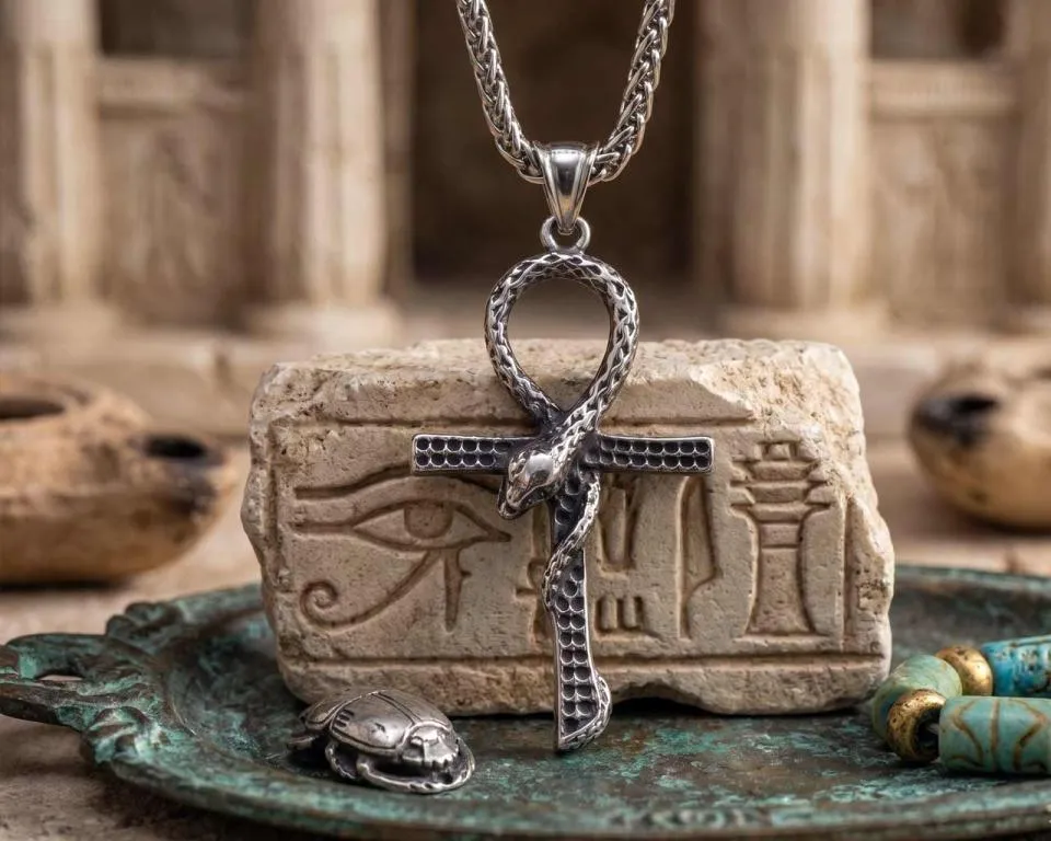 Ankh-shaped snake pendant
